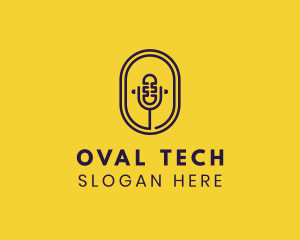 Oval Podcast Microphone logo design