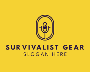 Oval Podcast Microphone logo design