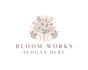 Floral Bouquet Hand logo design