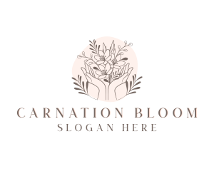 Floral Bouquet Hand logo design