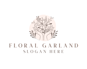 Floral Bouquet Hand logo design