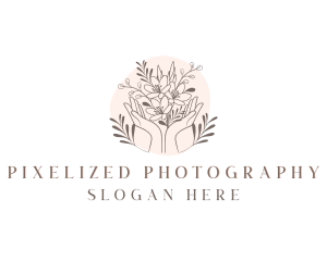 Floral Bouquet Hand logo design