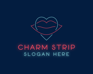 Heart Lips Stripper logo design