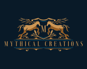 Mythical Pegasus Shield logo design