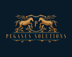 Mythical Pegasus Shield logo design