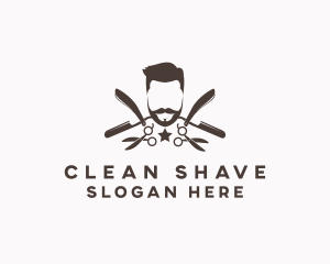 Hipster Gentleman Barber logo design