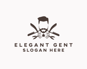 Hipster Gentleman Barber logo design
