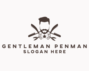 Hipster Gentleman Barber logo design