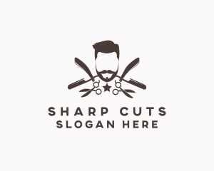 Hipster Gentleman Barber logo design