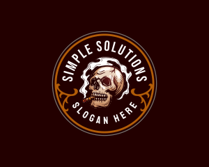 Skull Smoking Cigarette logo design