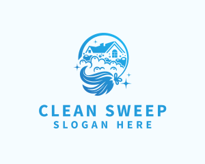 House Cleaning Maintenance Broom logo design