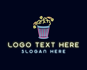 Neon Popcorn Snack logo