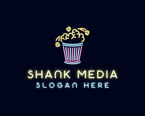 Neon Popcorn Snack logo design