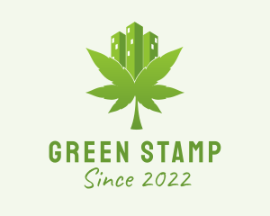 Green Skyscraper Marijuana  logo design