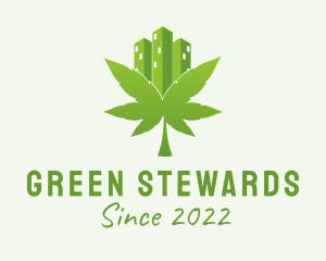 Green Skyscraper Marijuana  logo design