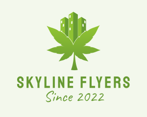 Green Skyscraper Marijuana  logo design