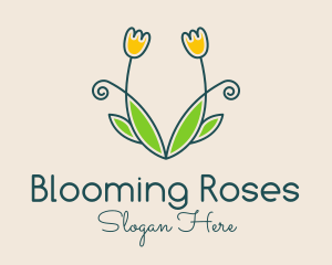 Symmetry Rose Floral logo design