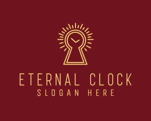 Golden Keyhole Clock logo design