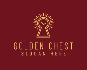 Golden Keyhole Clock logo design