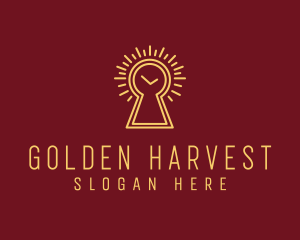 Golden Keyhole Clock logo design