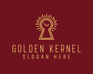 Golden Keyhole Clock logo design