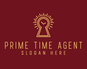 Golden Keyhole Clock logo design