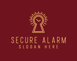 Golden Keyhole Clock logo design