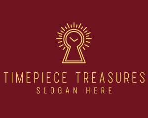 Golden Keyhole Clock logo design