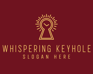 Golden Keyhole Clock logo design