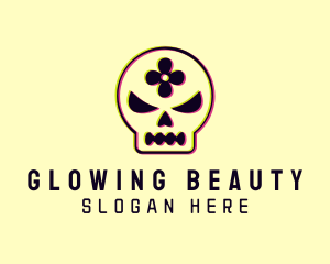 Glitch Flower Skull logo
