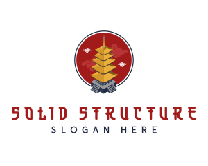 Pagoda Chinese Structure logo design