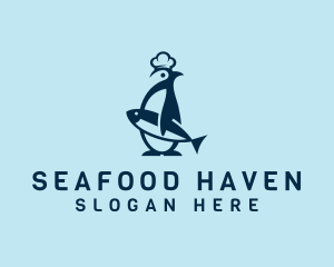 Penguin Chef Seafood logo design