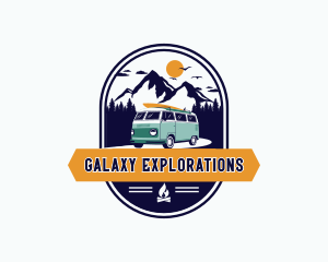 Mountain Forest Camper Van logo design