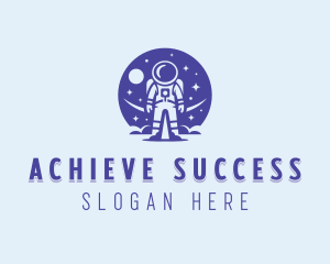 Astronaut Coaching Planet logo design