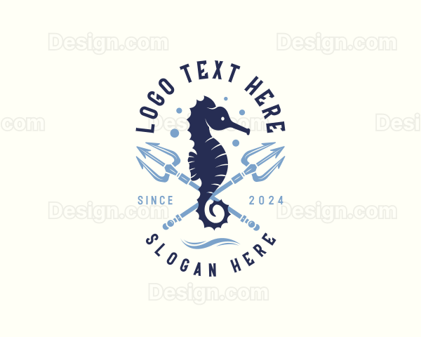 Seahorse Trident Underwater Logo