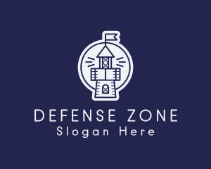 Medieval Castle Defense Tower logo design