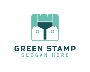 Green Home Paintbrush logo design