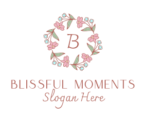 Floral Wedding Wreath  logo design