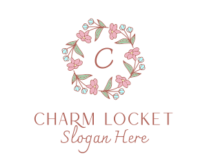 Floral Wedding Wreath  logo design