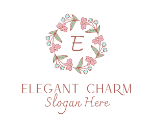 Floral Wedding Wreath  logo design