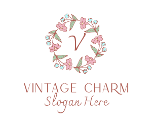 Floral Wedding Wreath  logo design