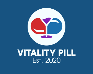 Medical Pill Cocktail Drink logo design