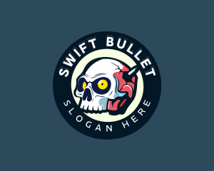 Shooting Bullet Skull logo design