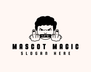 Profanity Middle Finger Boy logo design