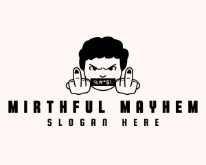 Profanity Middle Finger Boy logo design