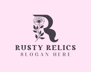 Rose Flower Letter R  logo design