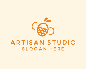 Orange Bee Insect logo design