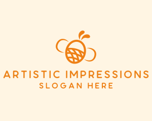 Orange Bee Insect logo design