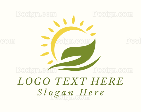 Organic Farm Leaf Sun Logo