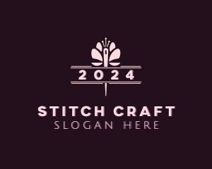 Knitting Butterfly Stitching logo design